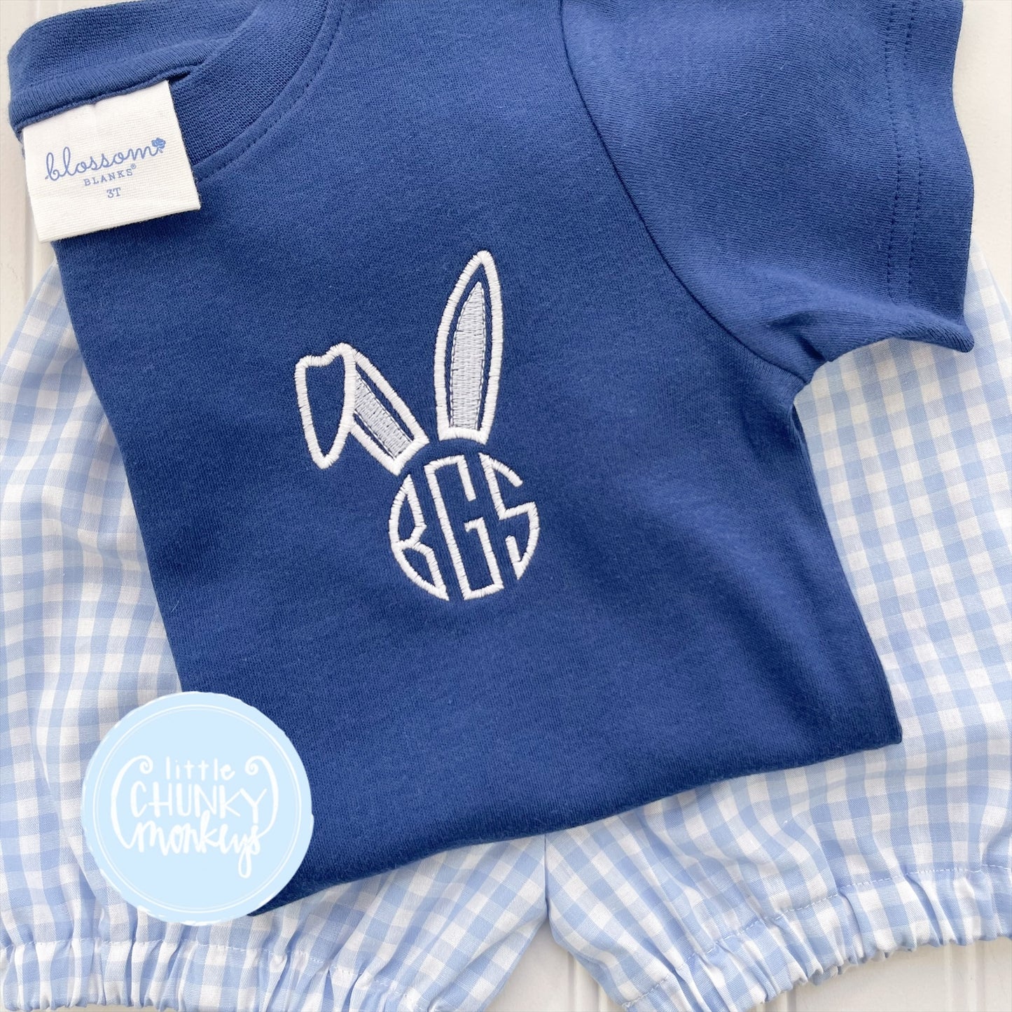 Boy Shirt - Bunny Initial on Navy