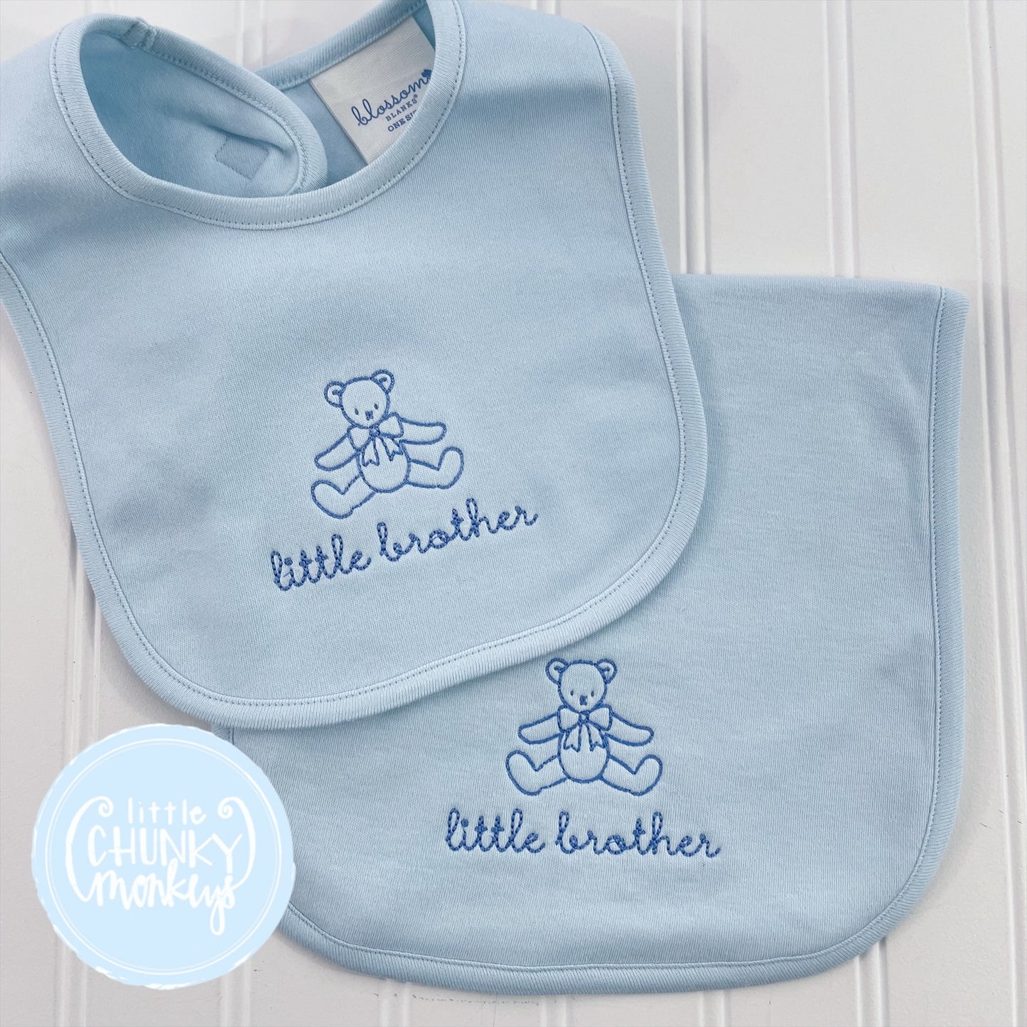 Little Brother Bear Bib & Burp Set