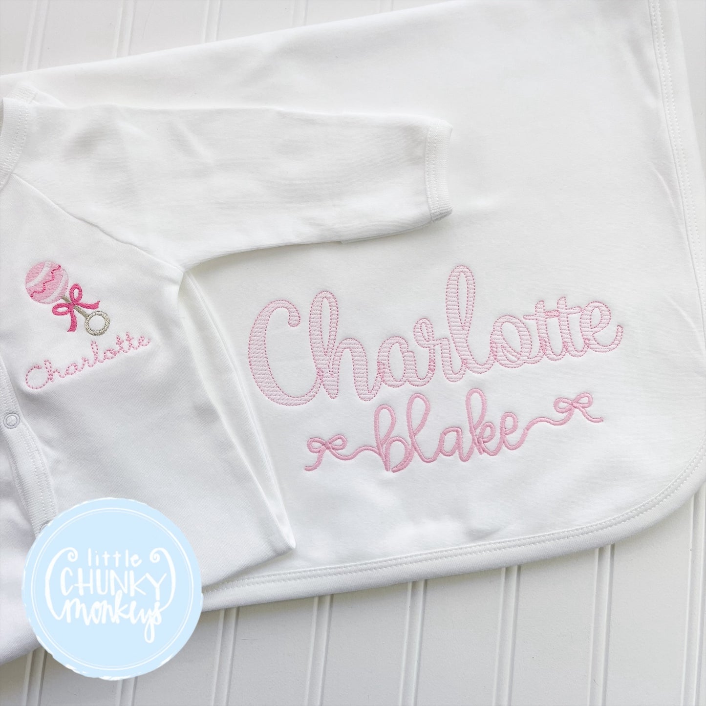 Plain Baby Blanket - Sketch & Bow Font