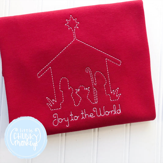 Girl Shirt -Stitched Nativity Scene - Joy to the World