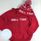 Ready to Ship - Custom Knit Name Sweater - Red & White - "ROLL TIDE" Medium (6-8Y_