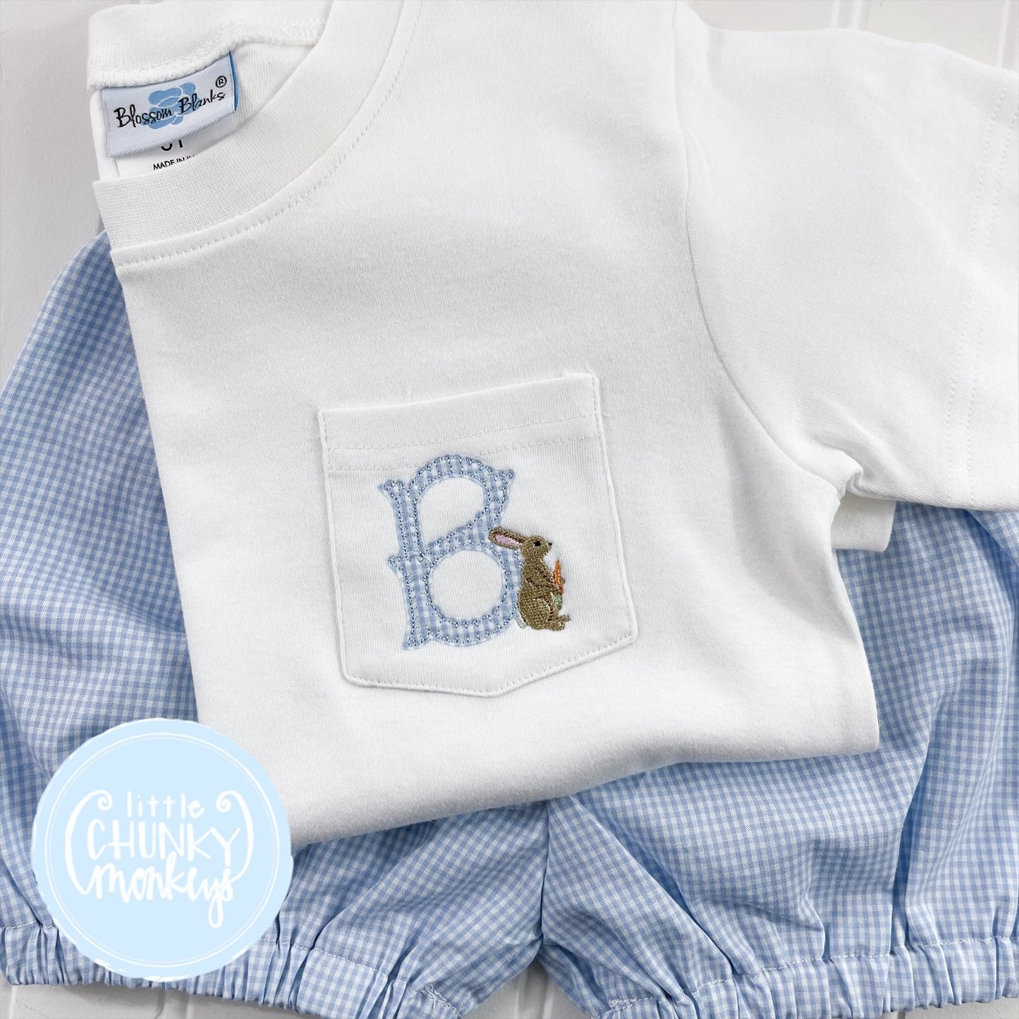 Boy Pocket Shirt - Initial and Bunny