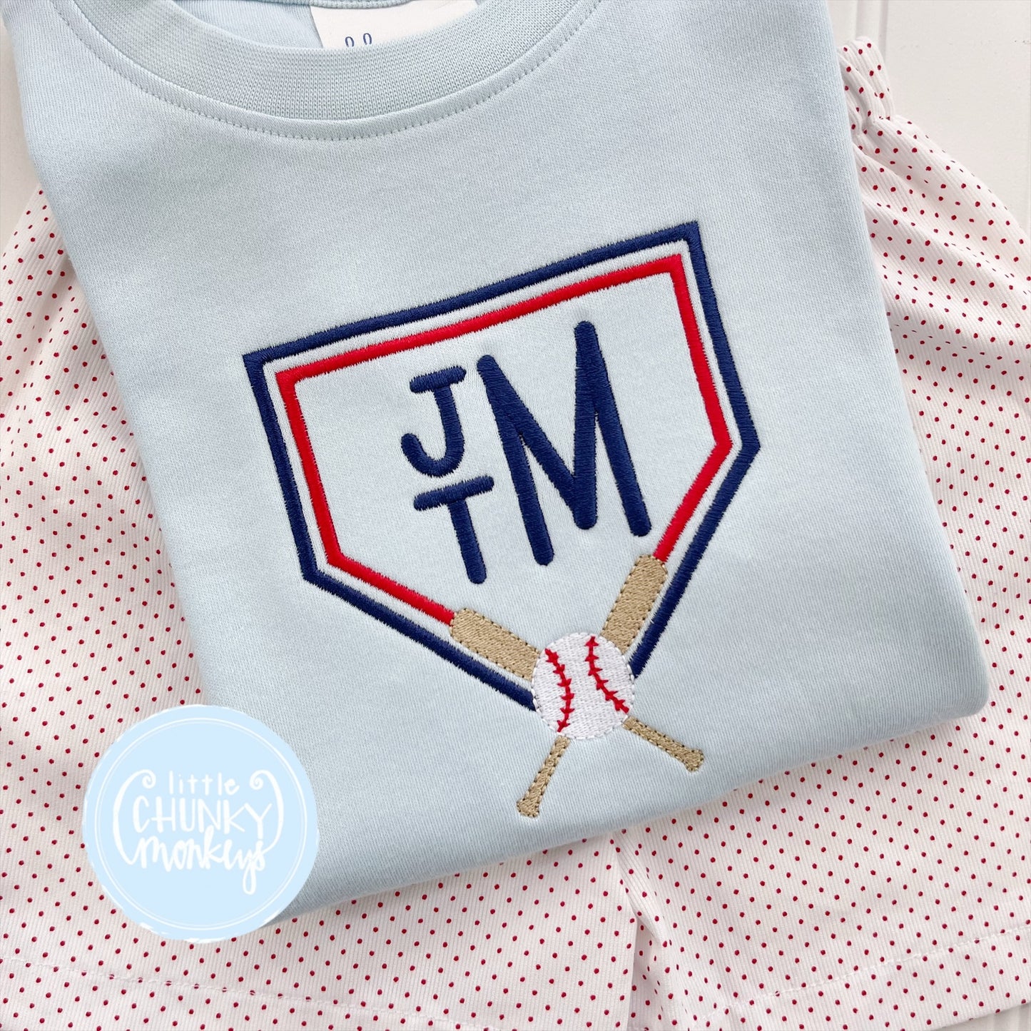 Boy Shirt- Baseball Diamond on Light Blue