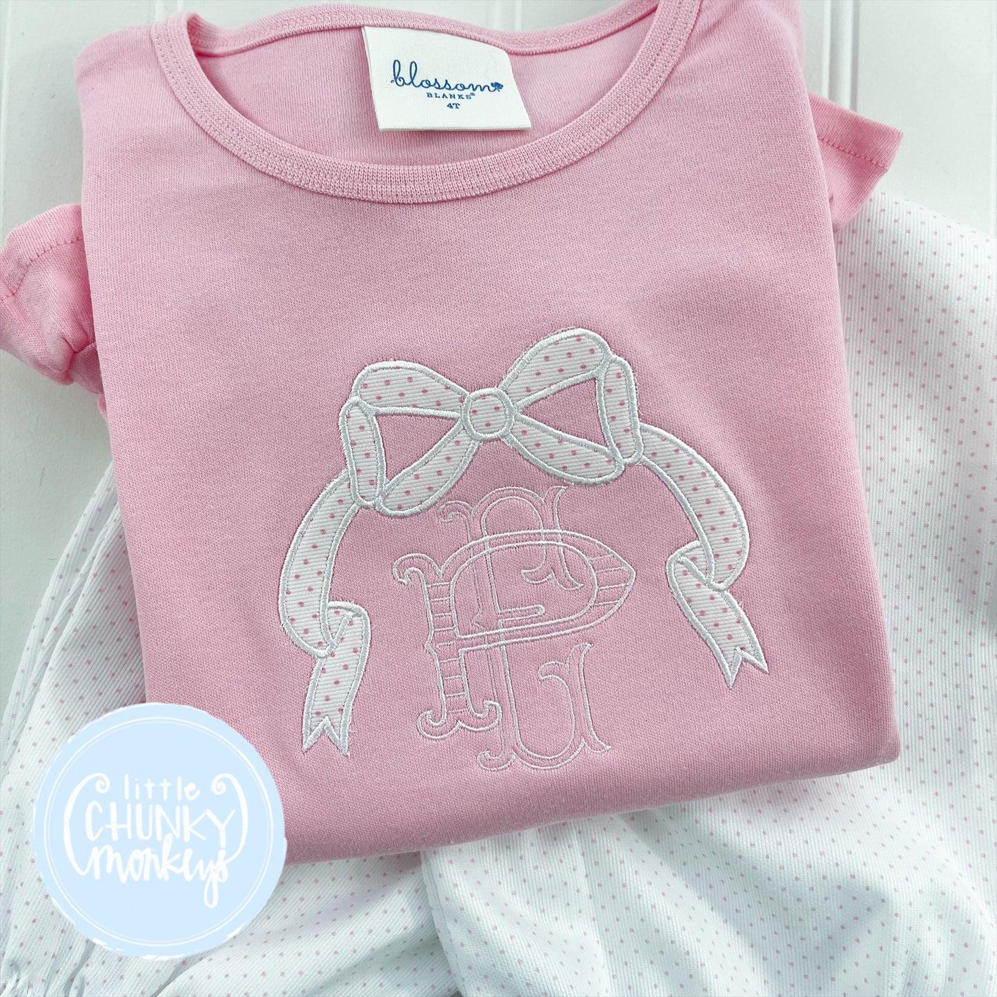 Girl Shirt - Pink Dot Bow on Pink