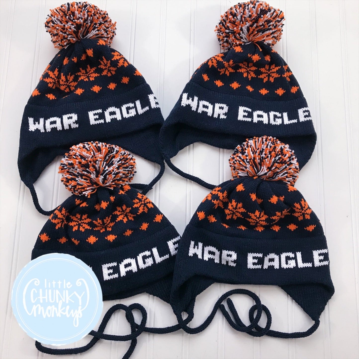 Ready to Ship - Custom Knit Nordic Hat - Navy & Orange - Toddler & Child Size