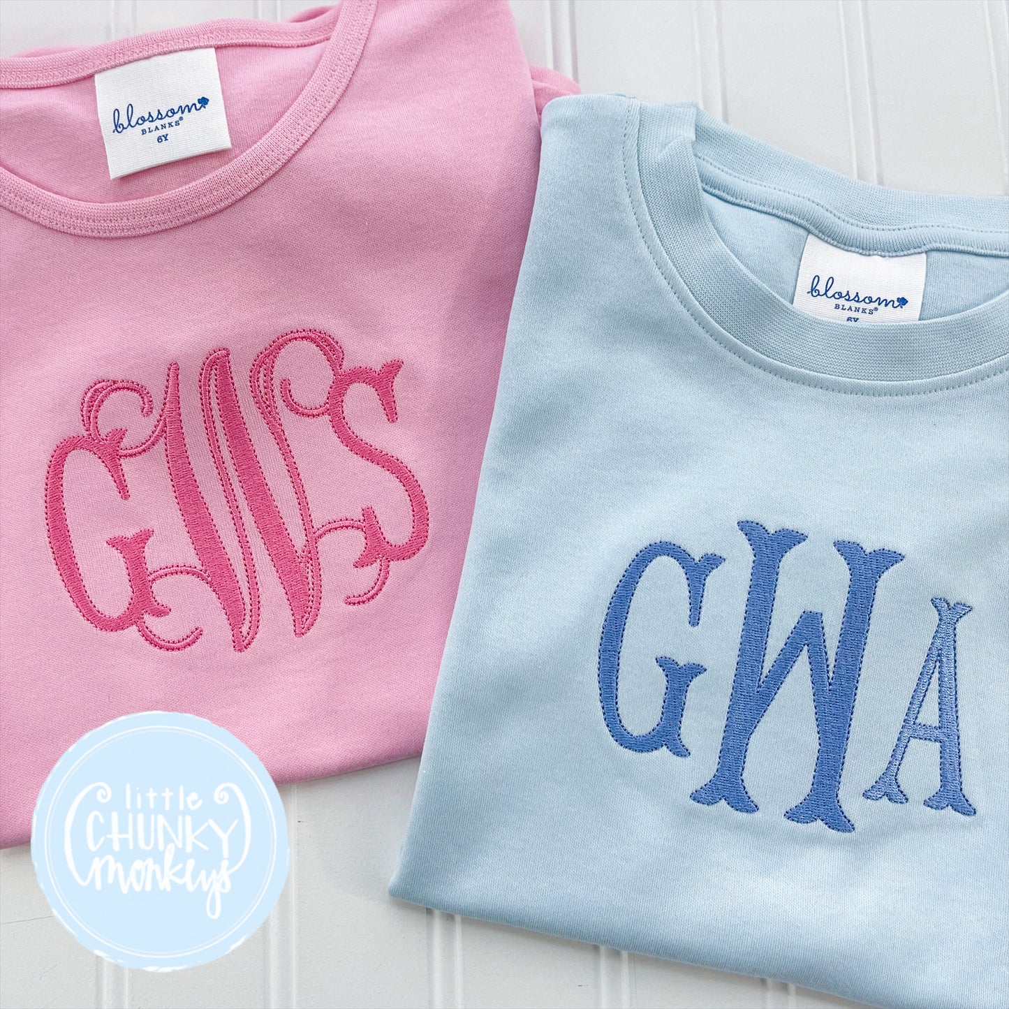 Girl Shirt - Pink Monogram on Pink