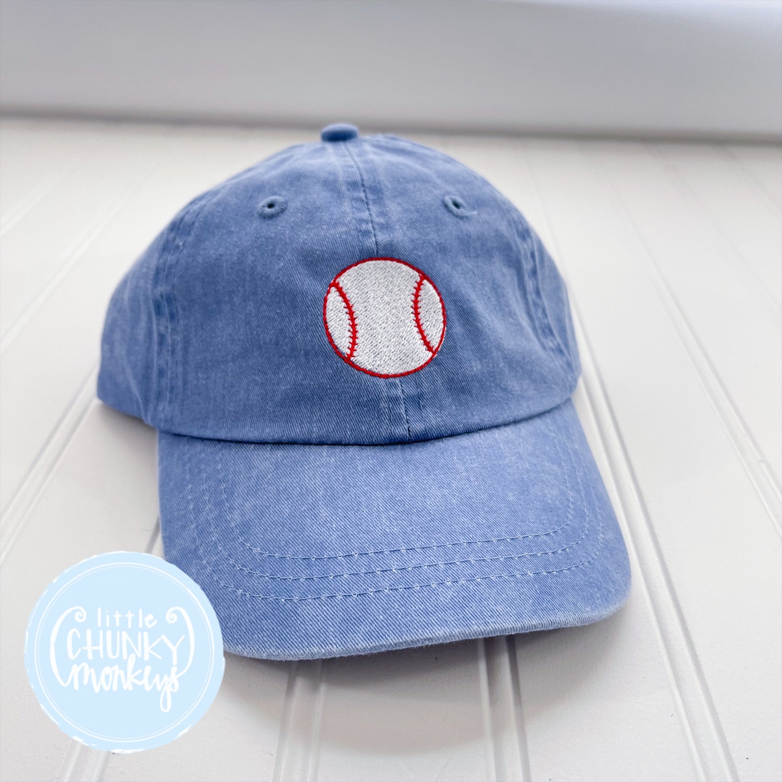 Toddler Kid Hat Baseball on Light Blue Little Chunky Monkeys