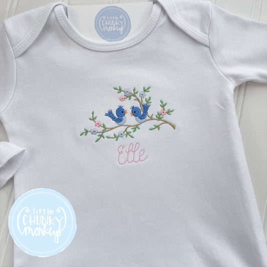 Baby Gown - Bring Home Outfit - Blue Birds on a Limb