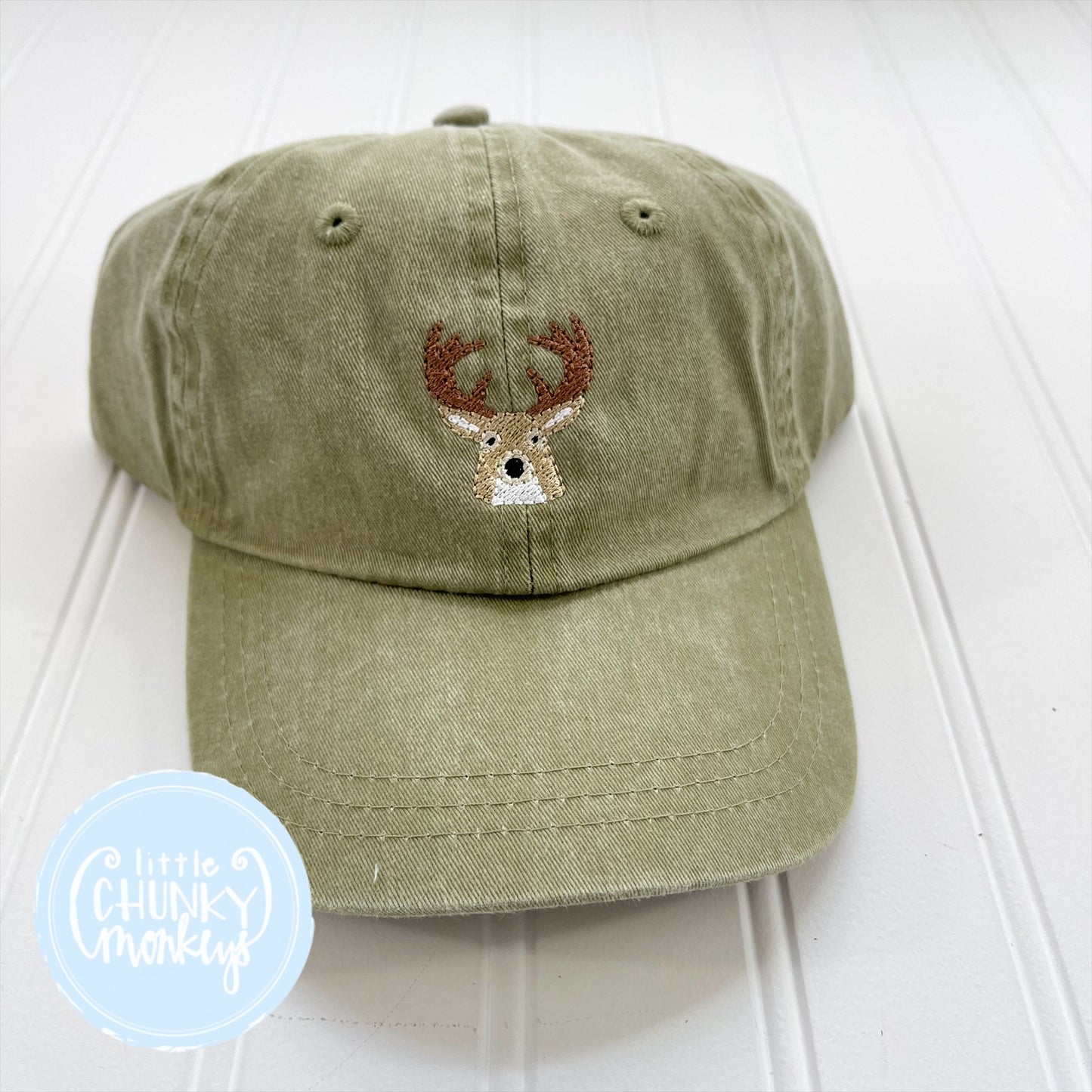 Toddler Kid Hat -  Deer on Olive Hat