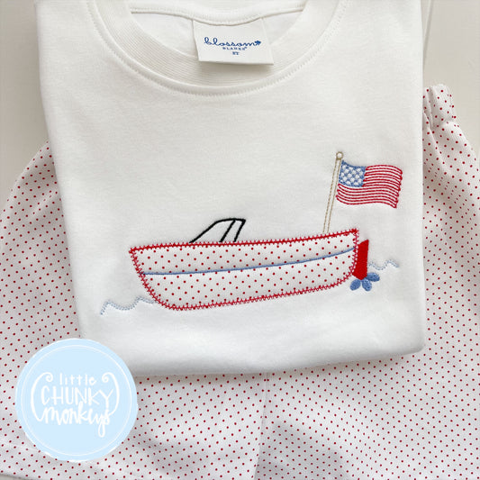 Boy Shirt - Speed Boat with Flag
