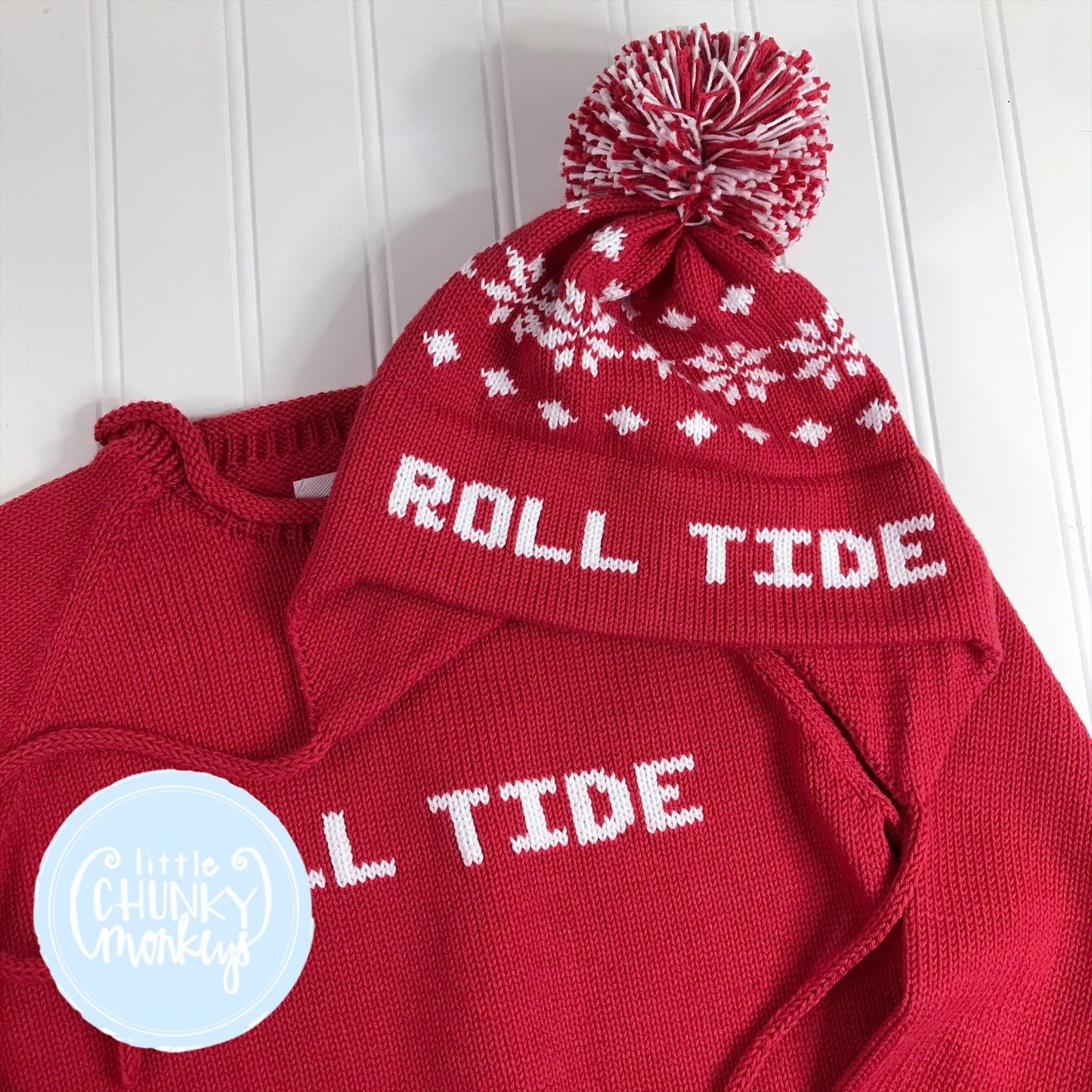 Custom Knit Nordic Hat - Red & White