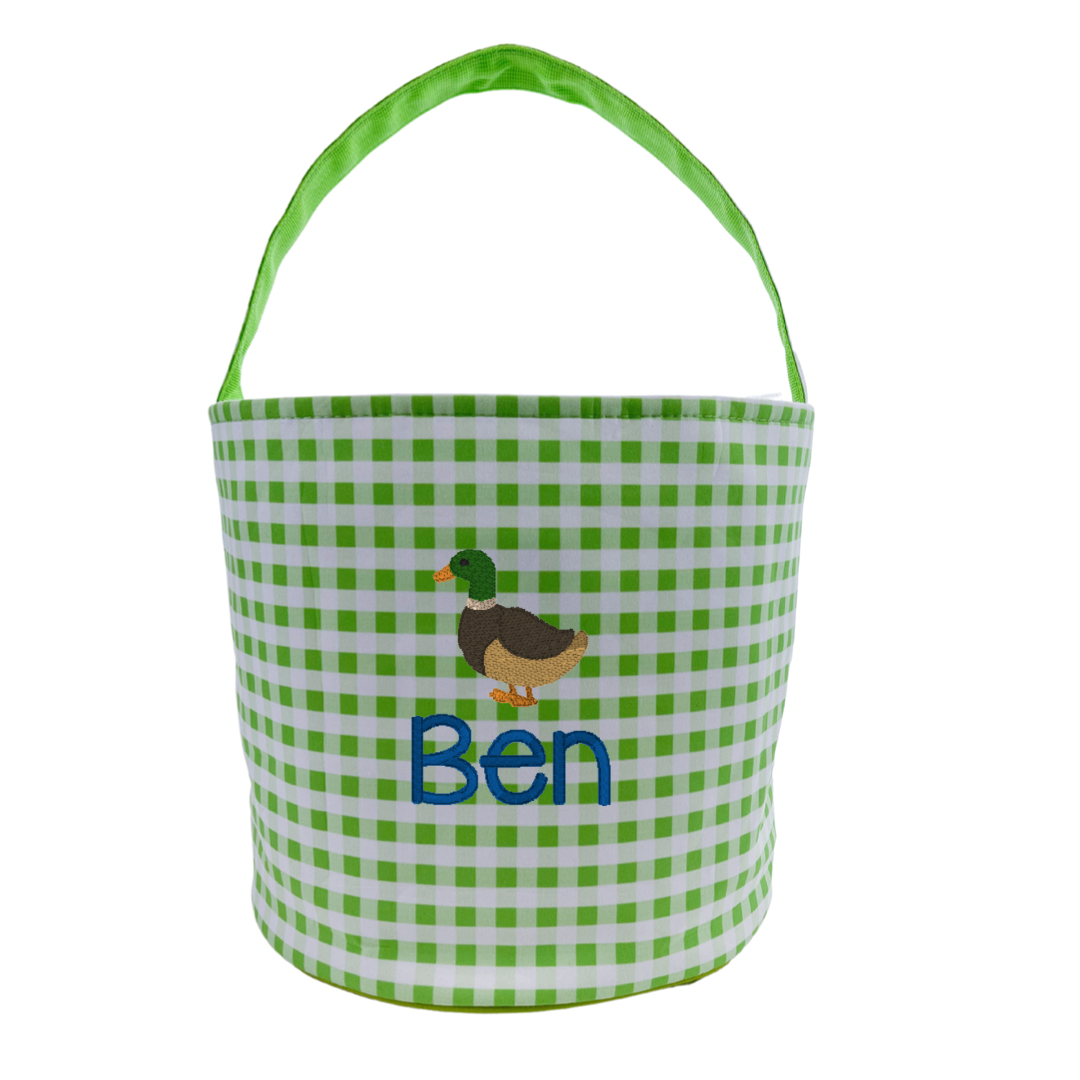 Green Gingham Halloween Bucket Tote