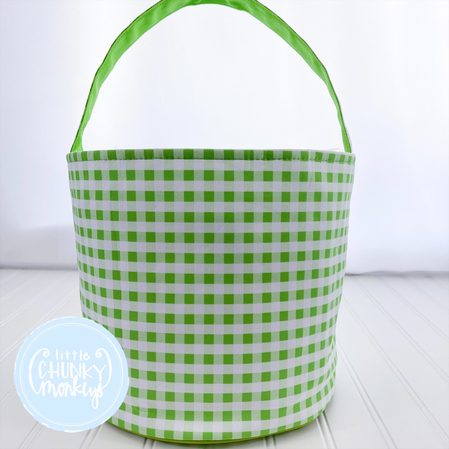 Green Gingham Halloween Bucket Tote