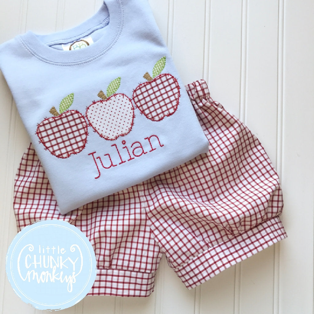 Boy Shirt Apple Trio on Light Blue Shirt – Little Chunky Monkeys