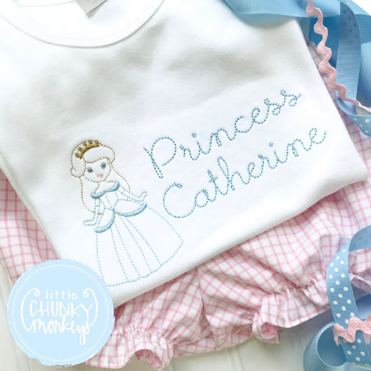 Girl Outfit - Girl Shirt - Stitched Princess Shirt with Personalization