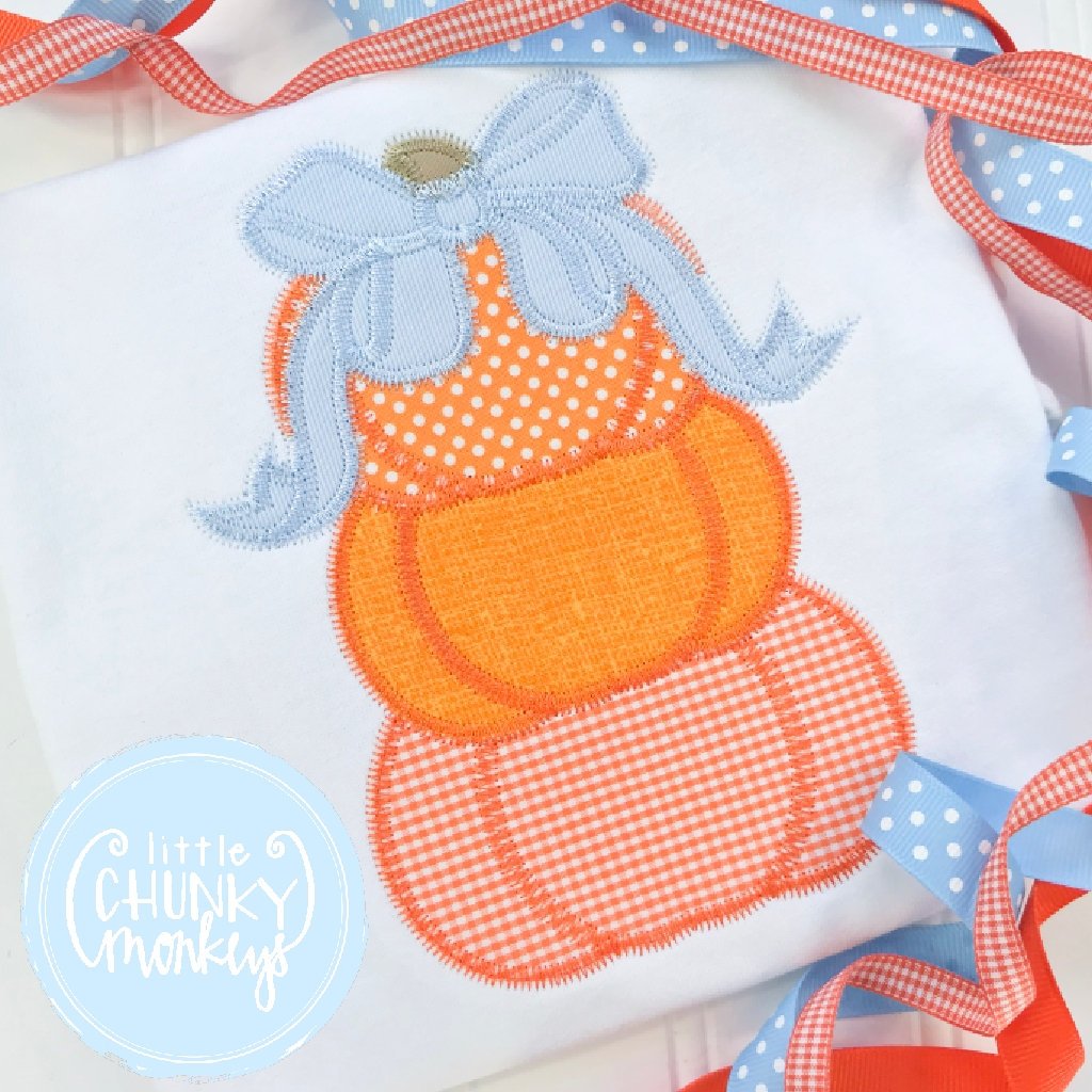 Girl outfit - Girl Fall Shirt - Applique Stacked umpkins with Bow