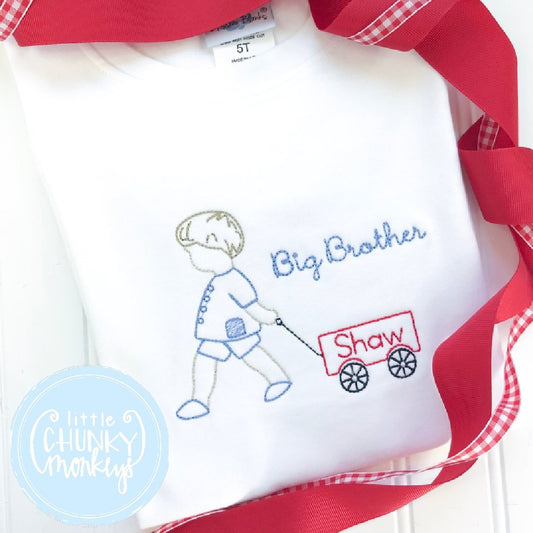 Boy Outfit - Boy Shirt - Big Brother Pulling Wagon Applique Shirt