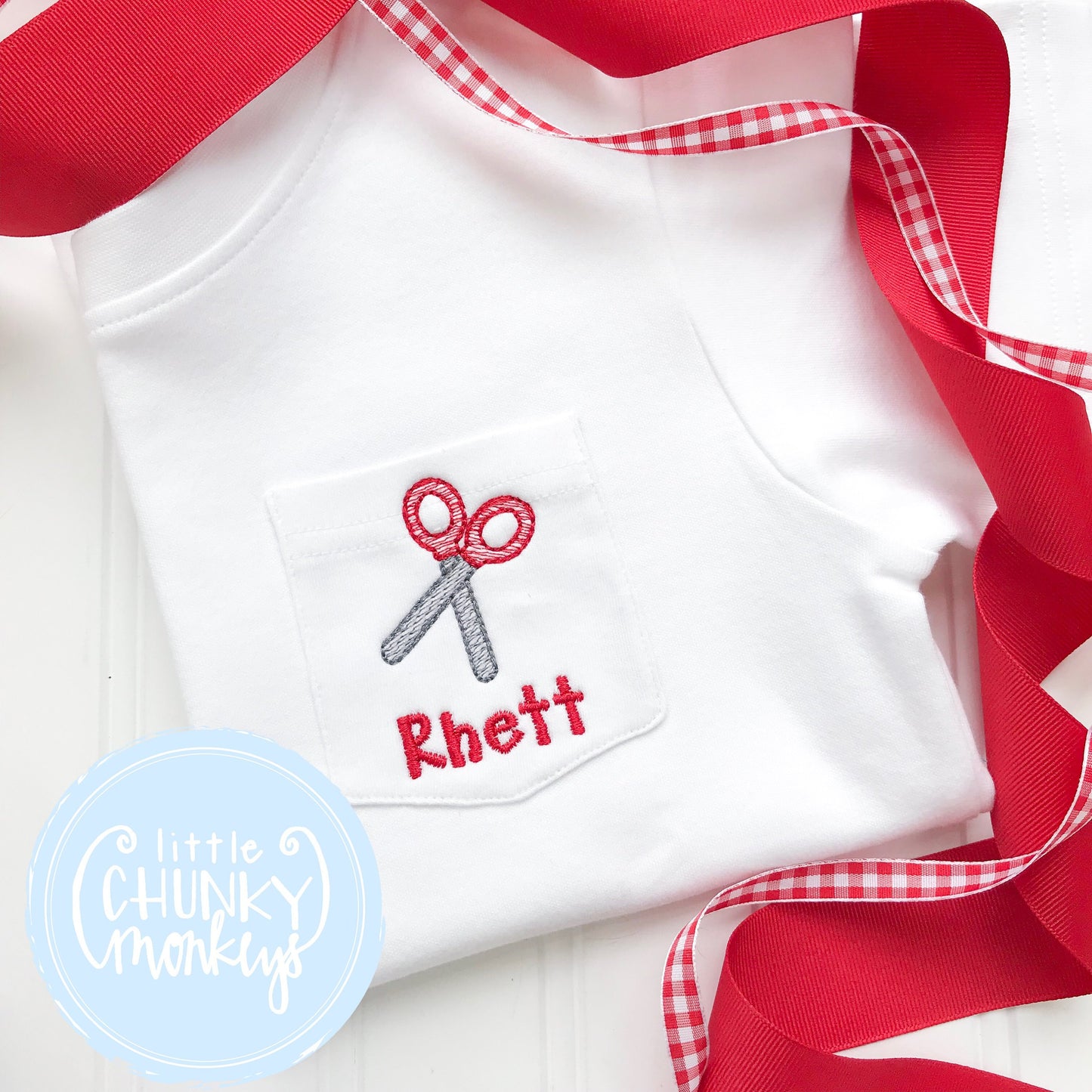 Boy Pocket Shirt - Back To School Pocket Shirt - Personalized Pocket Shirt with Mini Scissors.