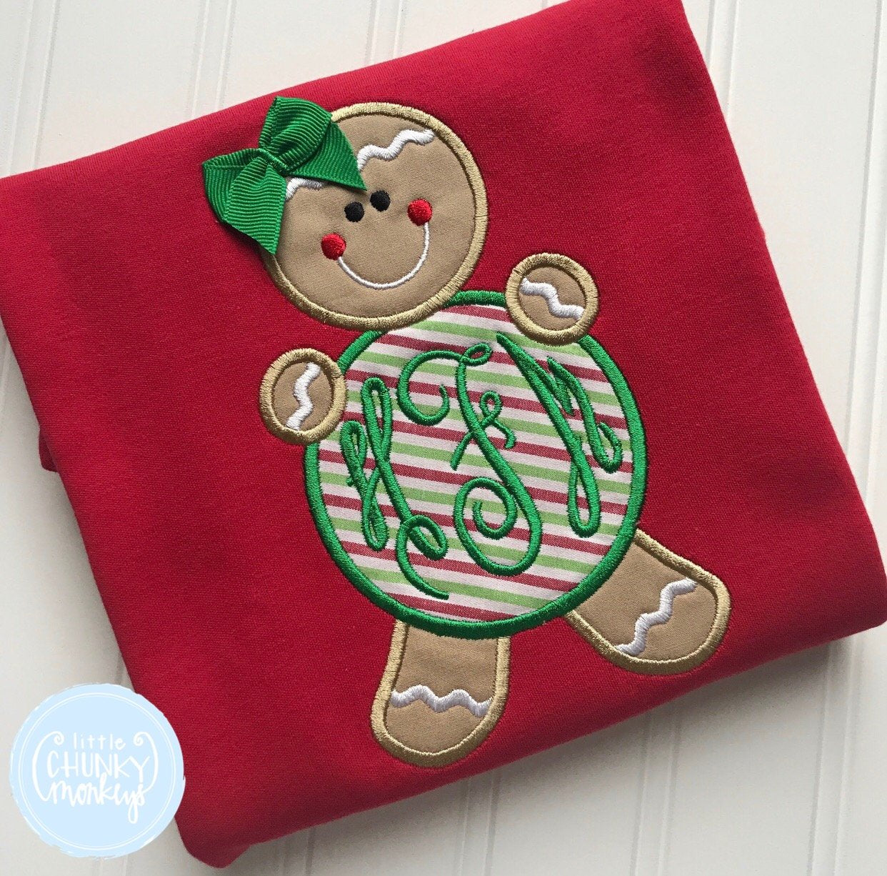 Girl Shirt - Applique Gingerbread Girl with Personalization