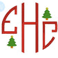 Boy Shirt -Circle Monogram with Mini Christmas Trees