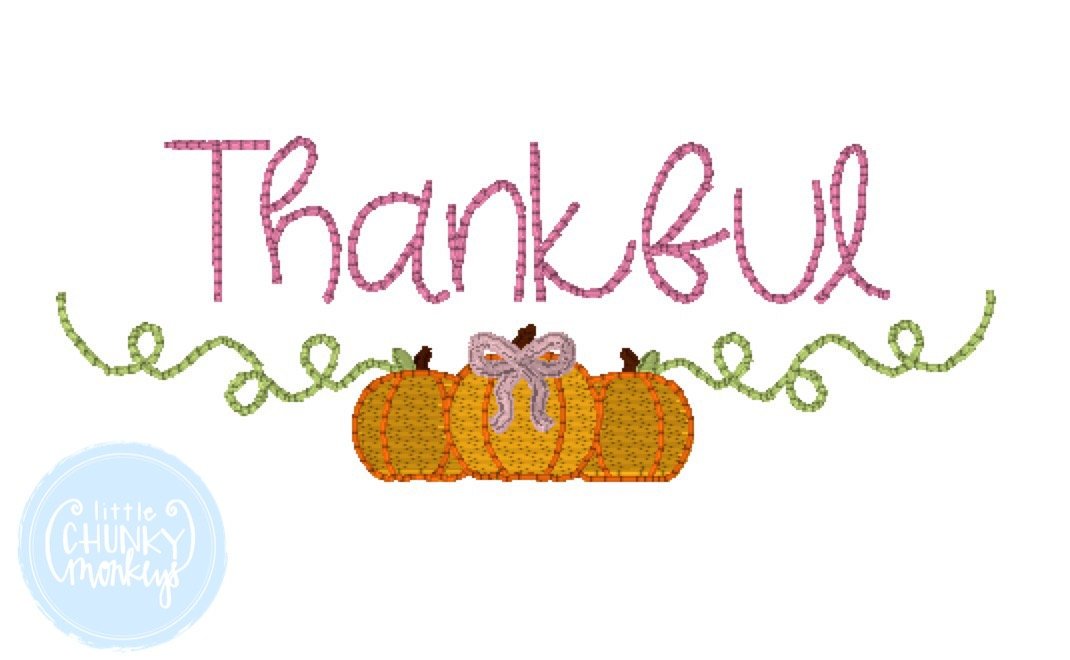 Girl Shirt- Stitched Pumpkin Patch with Bow and Personalization