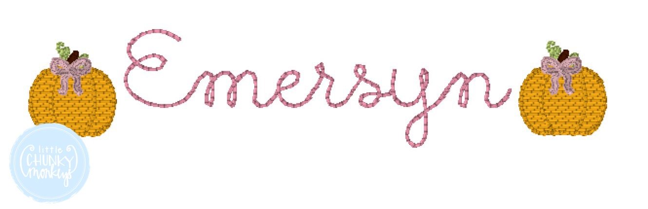 Girl Shirt- Stitched Name with Mini Pumpkins on Each Side