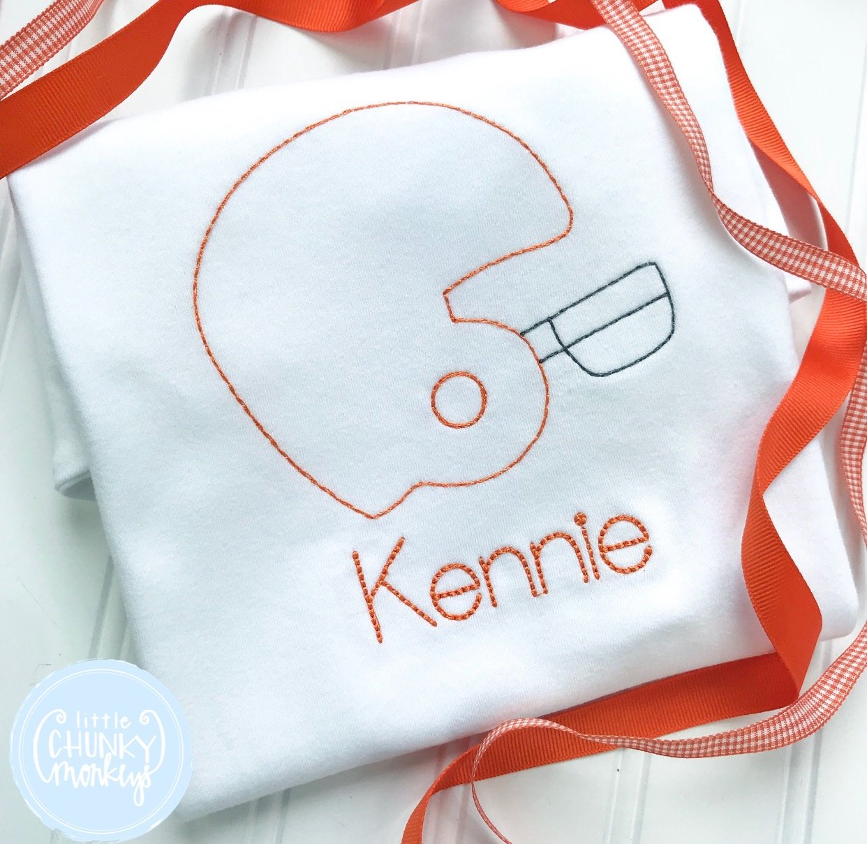 Boy Shirt - Stitched Football Helmet with Personalization