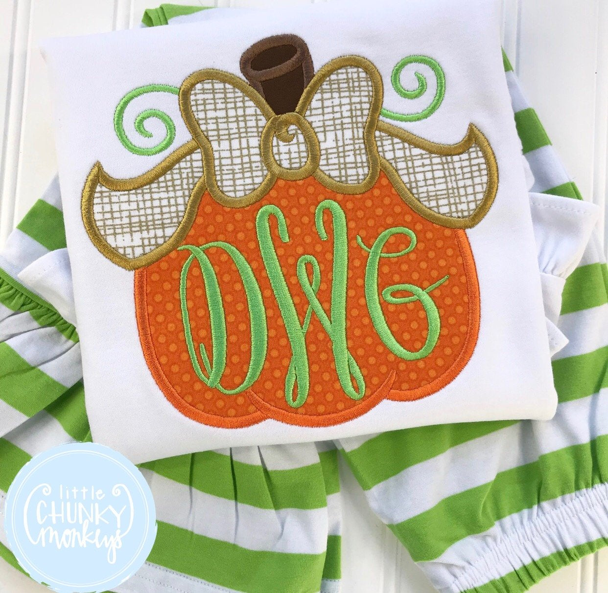 Girl Fall Shirt - Applique Pumpkin + Personalization