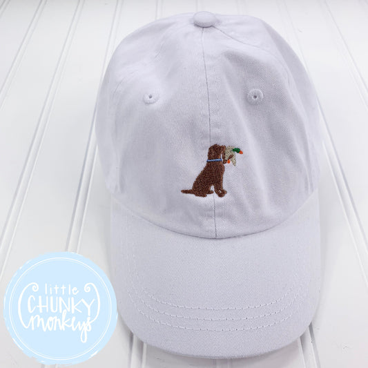 Toddler Kid Hat - White with Dog with Duck in His Mouth