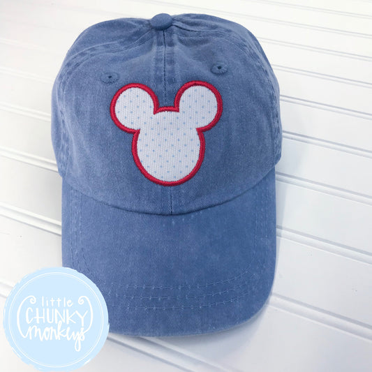 Toddler Kid Hat - Bitty Dot Mouse on Blue Hat