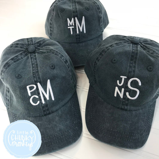 Toddler Kid Hat - Stacked Initials on Blue Hat