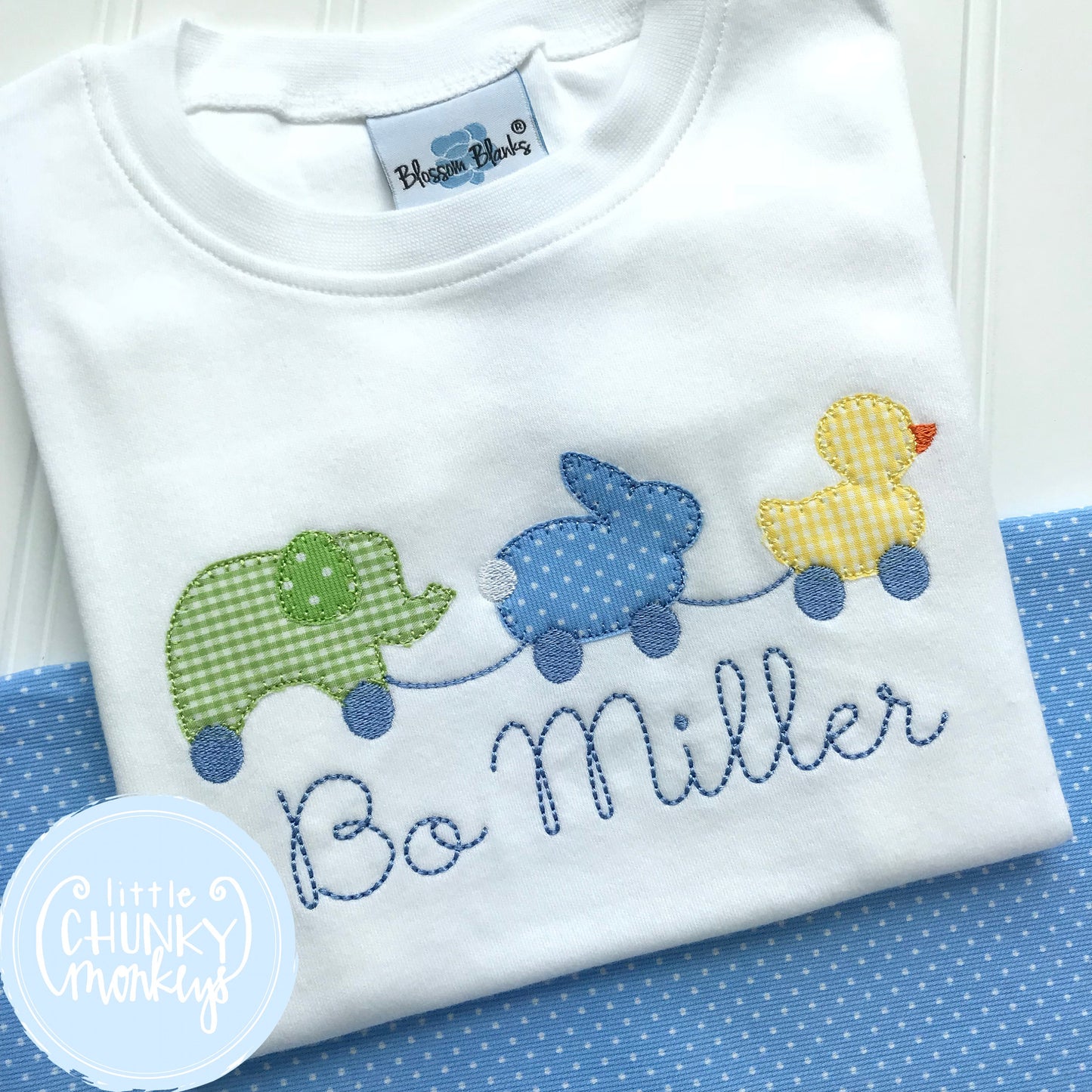 Boy Shirt - Boy Easter Shirt - Easter Applique Animal Pull Toy Trio