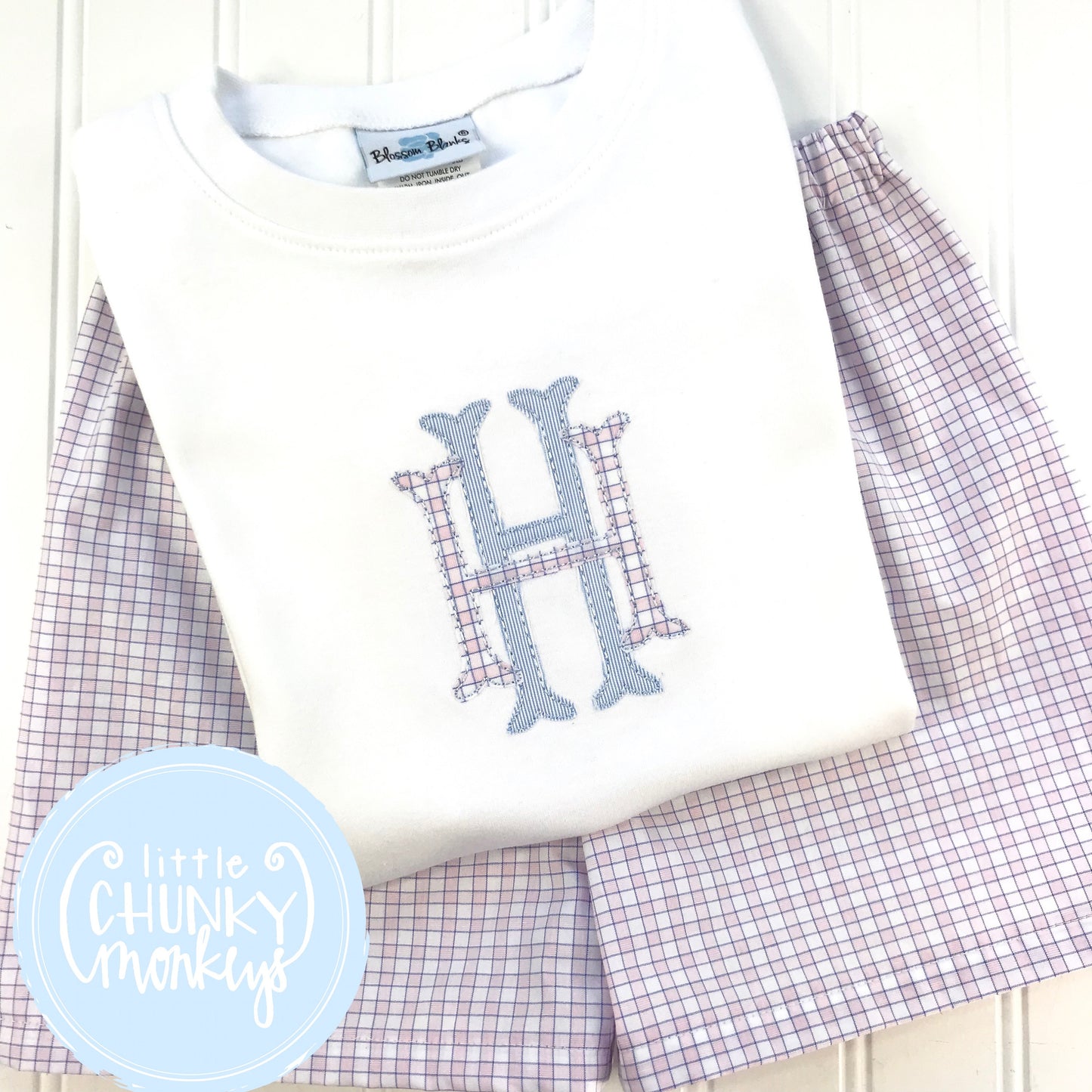 Boy Shirt - Personalized Boy Shirt - Applique Stacked Monogram
