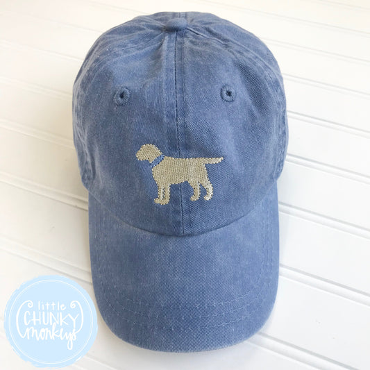 Toddler Kid Hat - Faded Baby Blue Hat with Stitched Dog