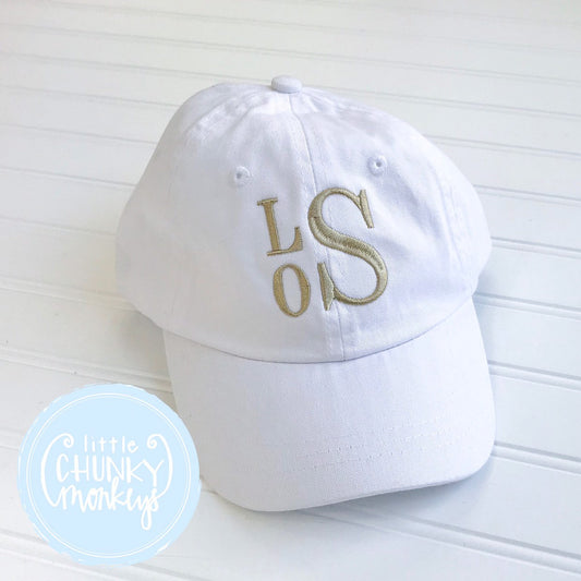 Toddler Kid Hat - White Hat with Stacked Monogram