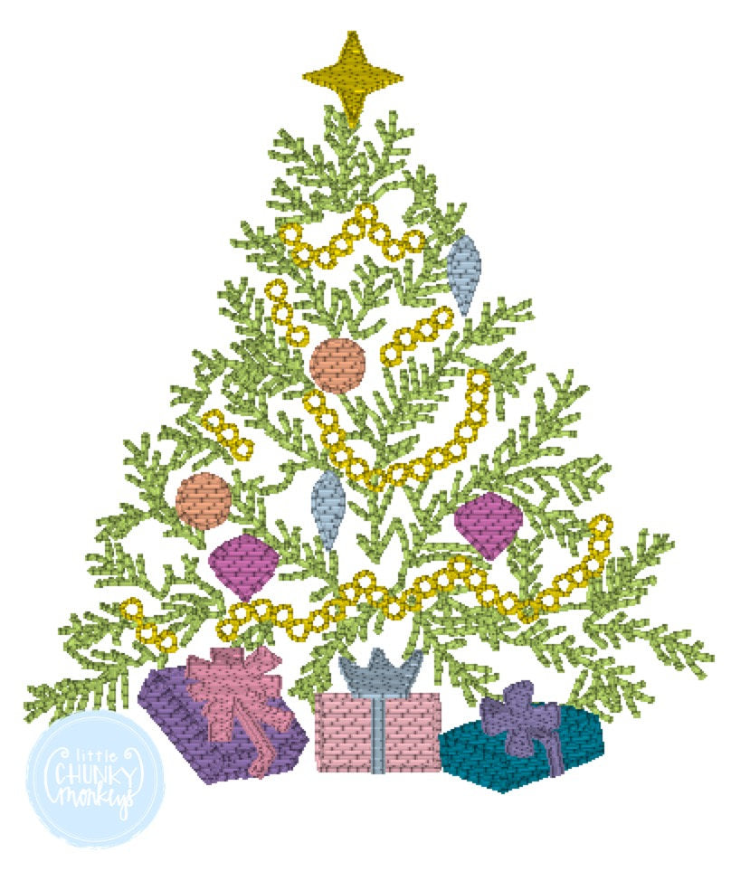 Girl Shirt - Stitched Christmas Tree