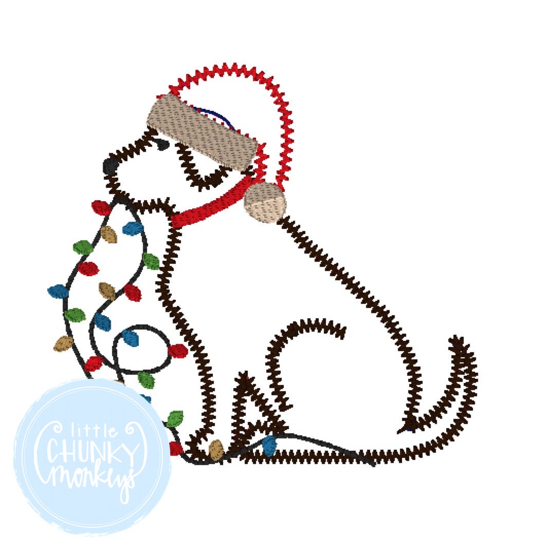 Boy Shirt - Dog Wearing Santa Hat and Christmas Lights