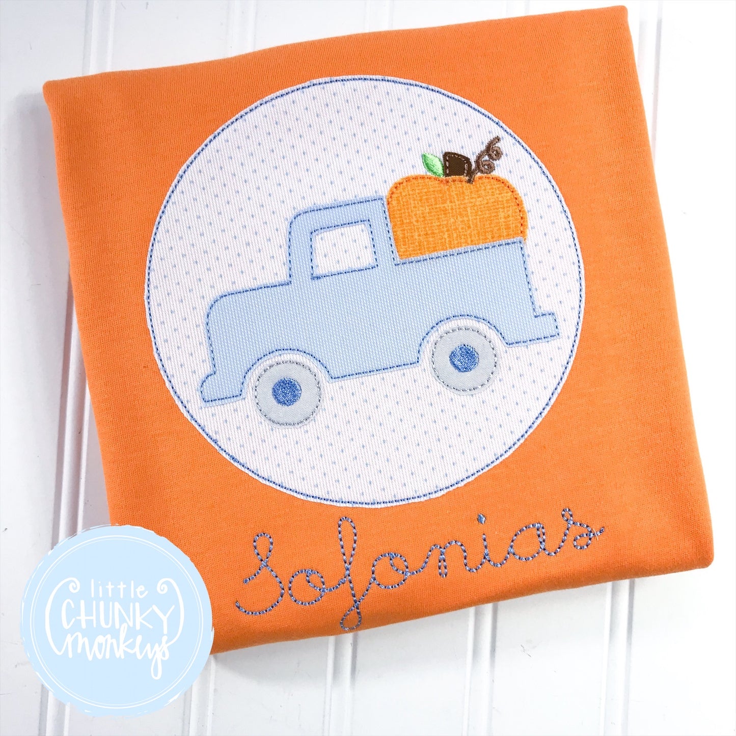 Boy Shirt - Applique Shirt with Truck and Pumpkin