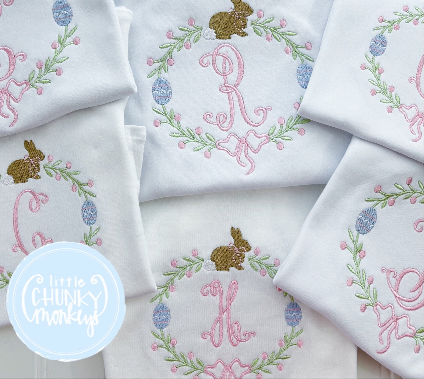 Girl Shirt - Bunny Monogram Wreath