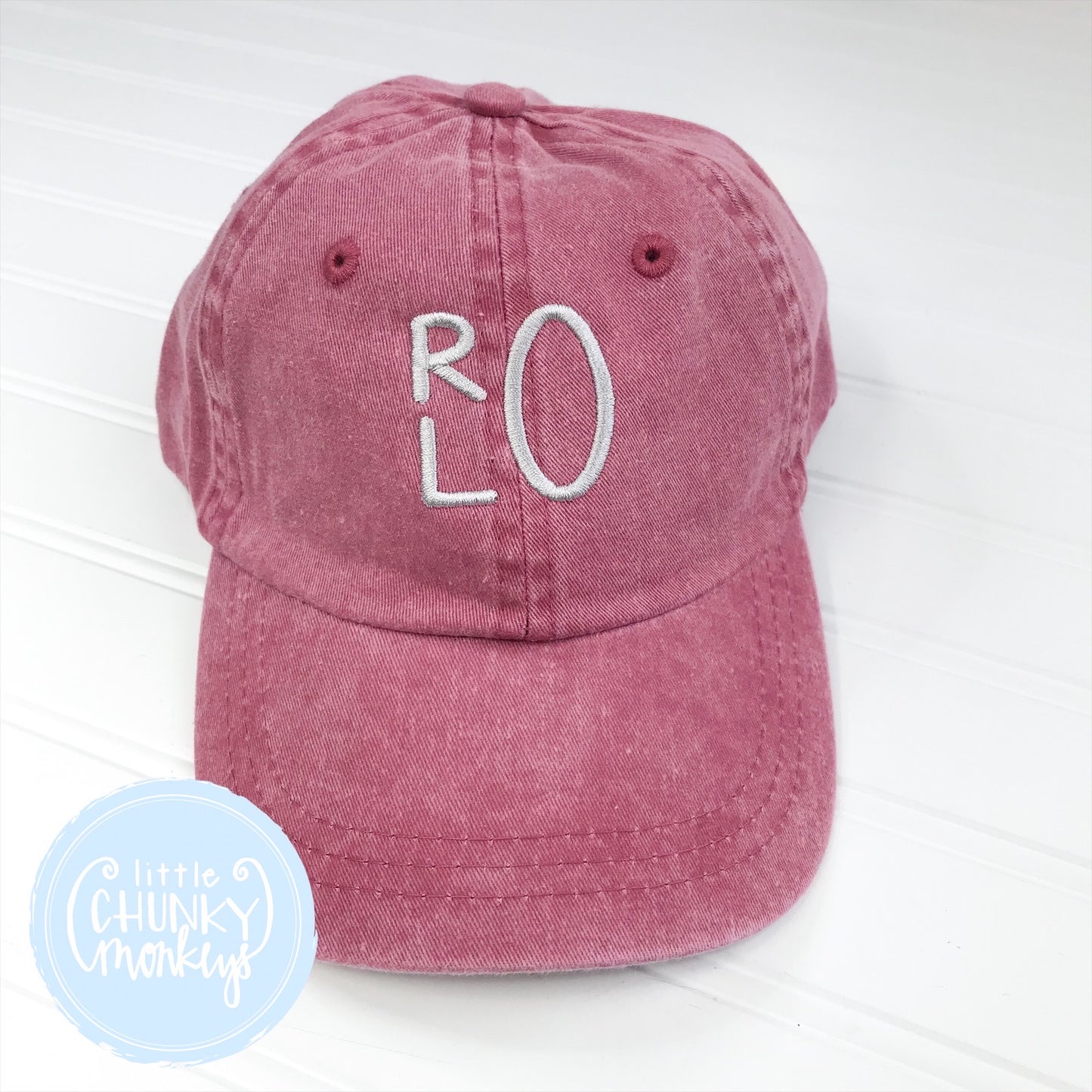 Toddler Kid Hat - Stacked Monogram on Red Hat