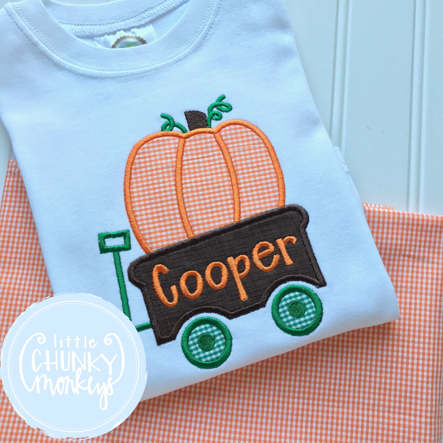Boy Shirt - Pumpkin Wagon Shirt on White