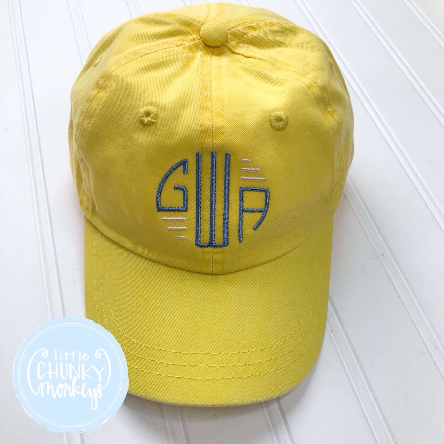 Toddler Kid Hat - Circle Monogram on Yellow Hat