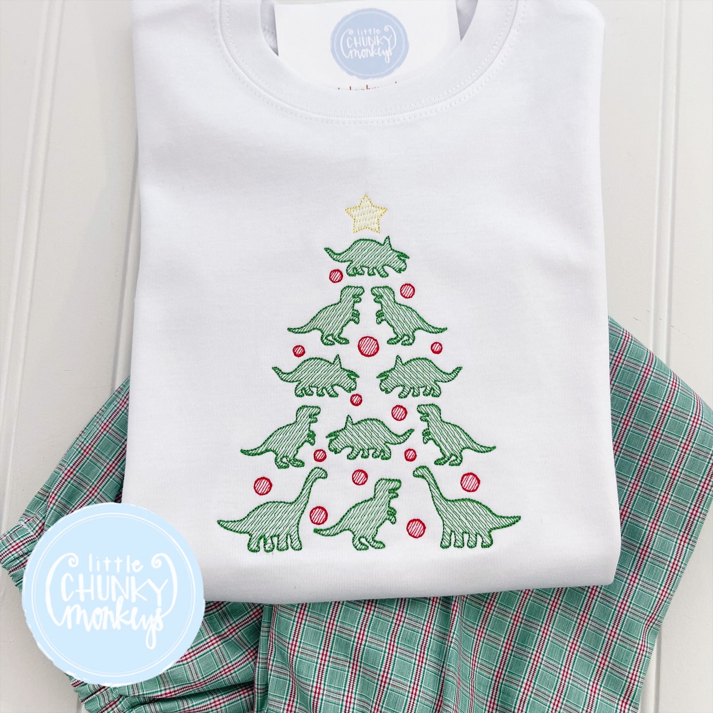 Boy Shirt - Dinosaurs Christmas Tree