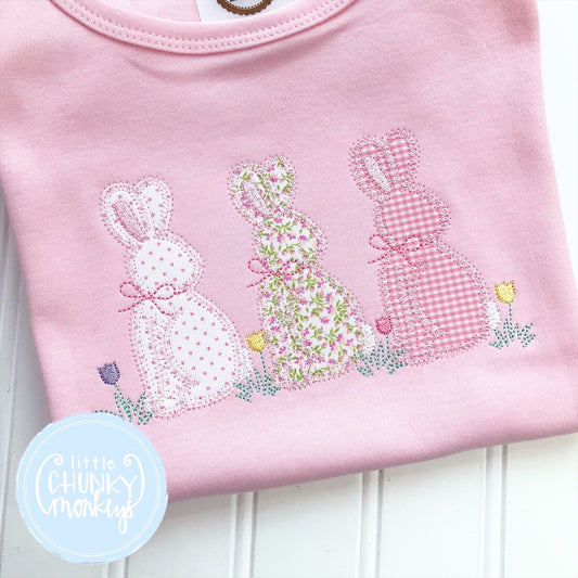 Easter Girl Shirt - Applique Bunny Trio
