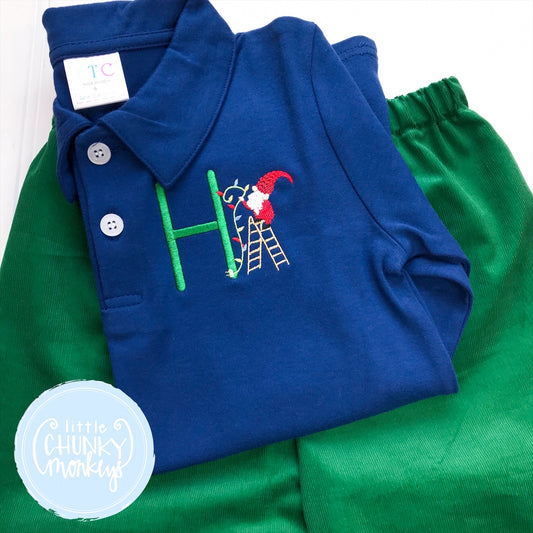 Boy Polo Shirt -  Personalized Polo Shirt with Elf and Lights