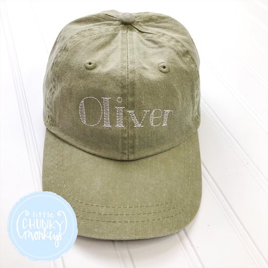 Toddler Kid Hat - Name on Olive Hat