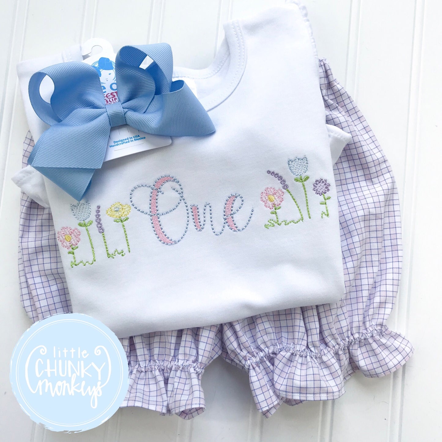 Girl Shirt - Stitched One with Vintage Flowers