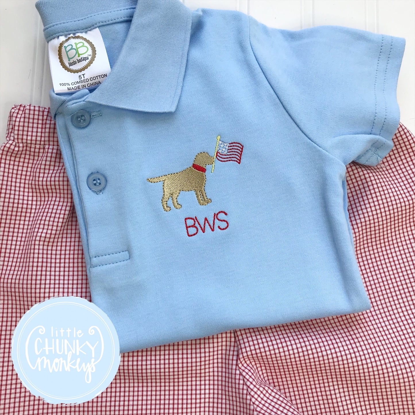 Boy Polo Shirt - Patriotic Dog