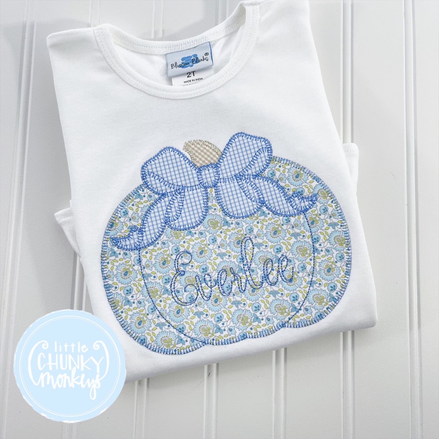 Girl Shirt- Appliqué Floral Pumpkin with Bow + Personalization