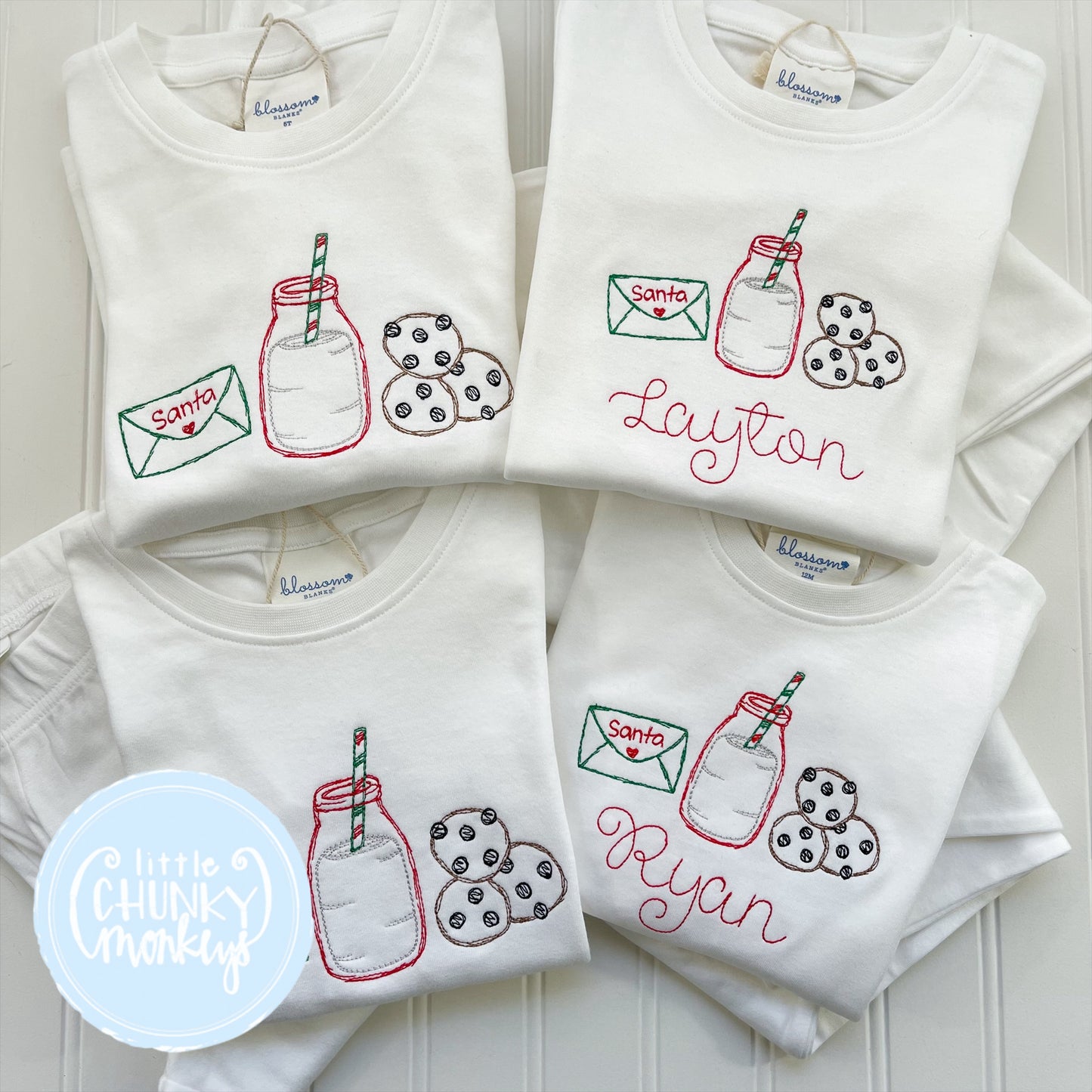 White Fitted Pajamas - Letter & Cookies for Santa